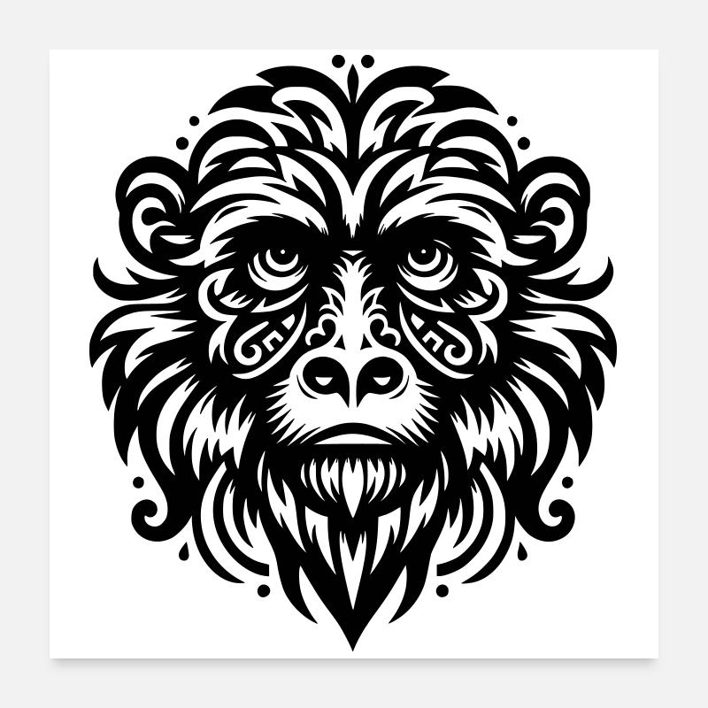 Singe hurleur tribal Poster 60 x 60 cm