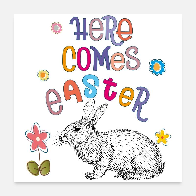 Happy Easter Easter Bunny Poster 24" x 24" (60x60 cm)