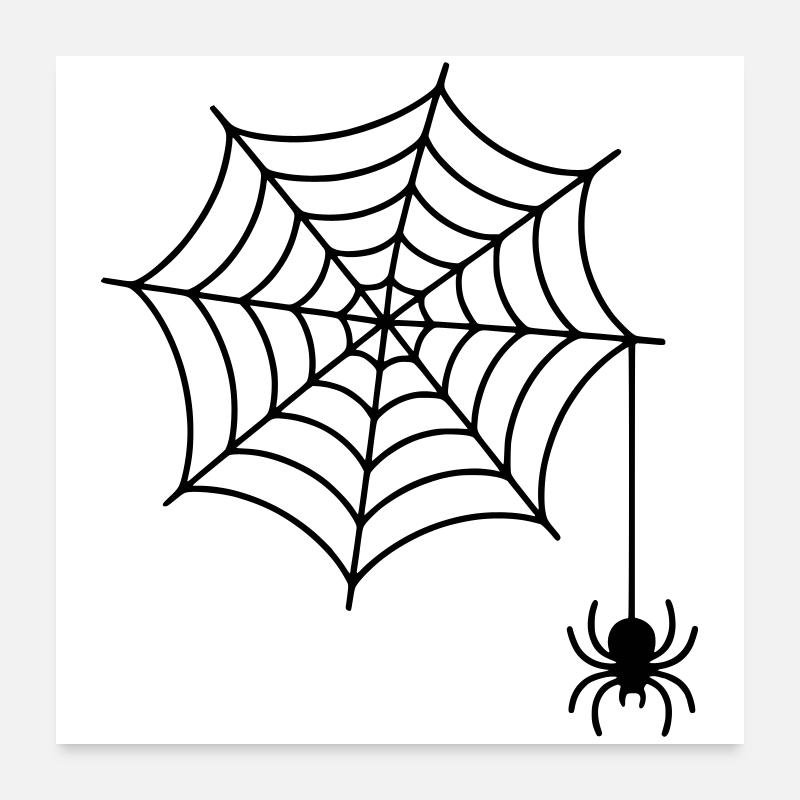 Toile d’araignée avec silhouette d’araignée Poster 60 x 60 cm