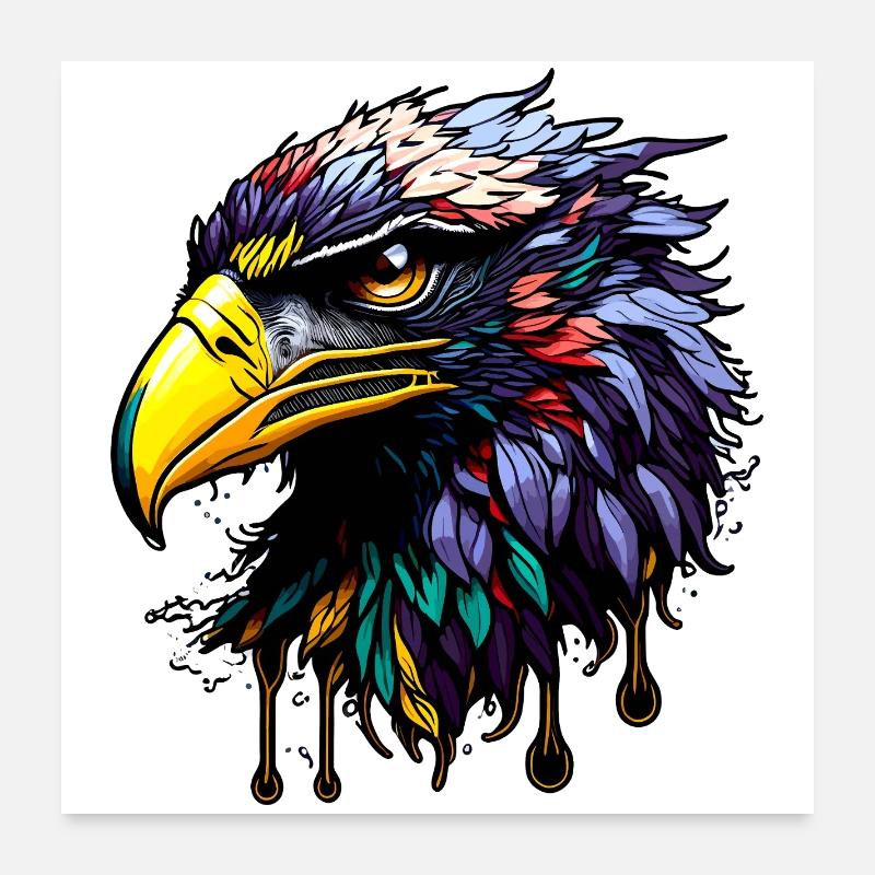 Colorful eagle with bright feathers Poster 24" x 24" (60x60 cm)