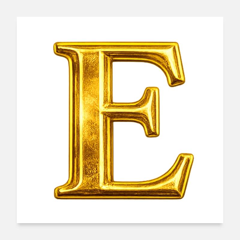 Golden E Monogram Design Poster 24" x 24" (60x60 cm)