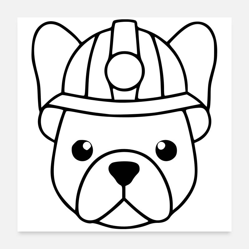 Frenchie Miner Helmet Lamp Poster 24" x 24" (60x60 cm)