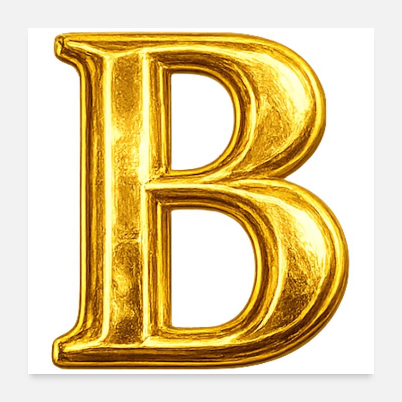 Gold 'B' Monogram Poster 24" x 24" (60x60 cm)