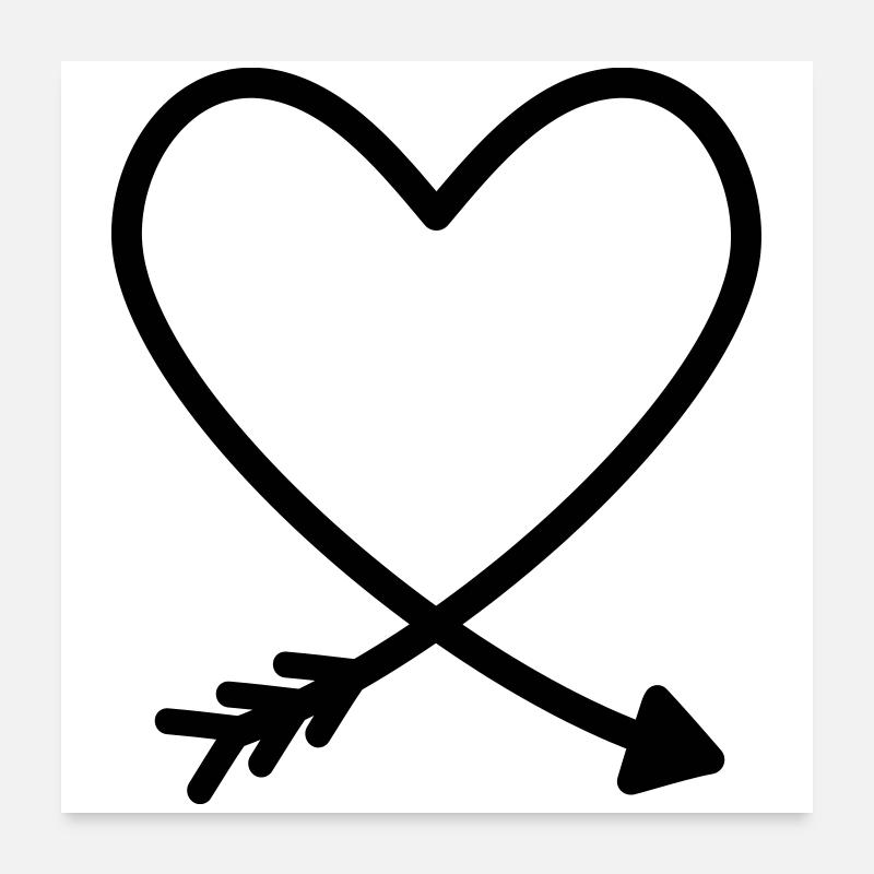 Herz Pfeil Liebe Freundschaft Kraft Geschenkidee Poster 60x60 cm