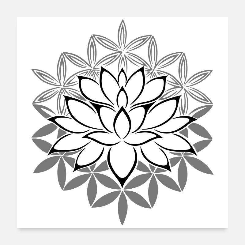 Lotus fleur de lotus fleur de vie Poster 60 x 60 cm