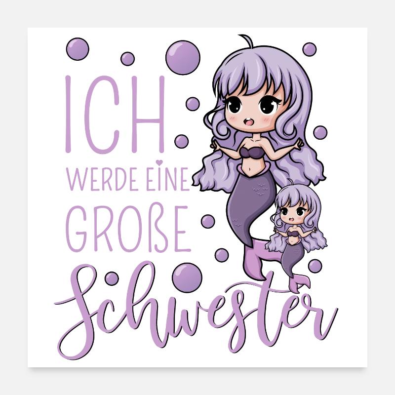 Ich werde eine große Schwester Meerjungfrau Poster 60x60 cm