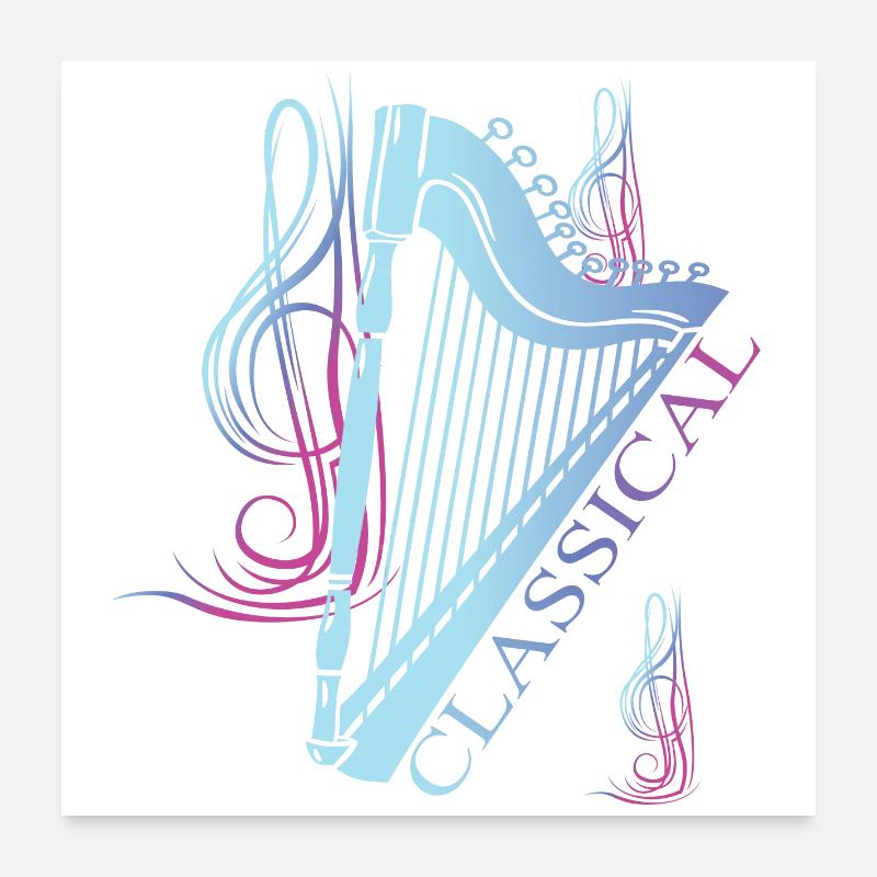 Classical Harp Music Poster 24" x 24" (60x60 cm)