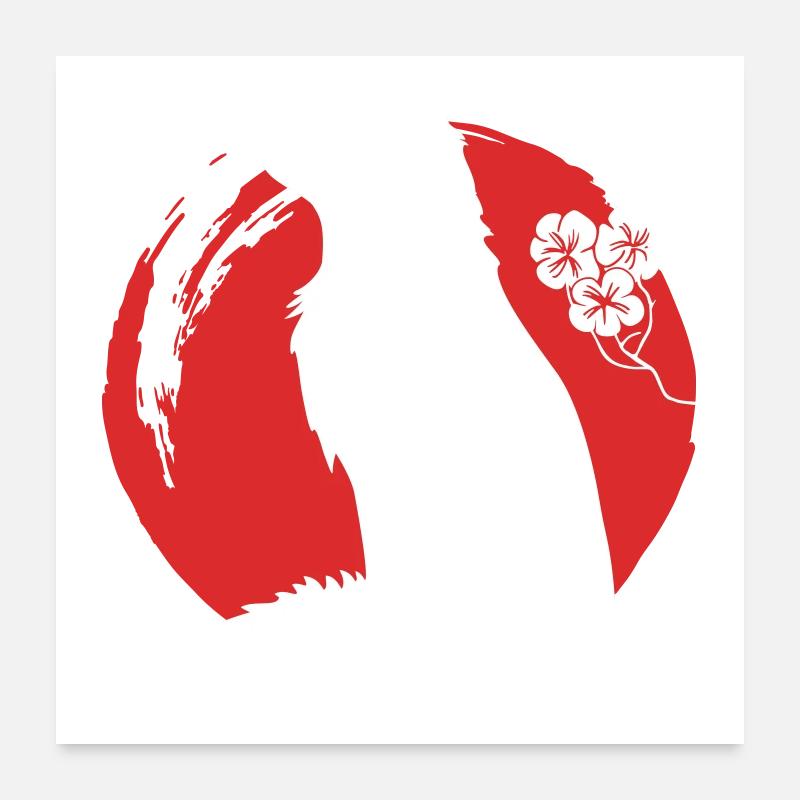 Fox Silhouette Japanese Poster 24" x 24" (60x60 cm)