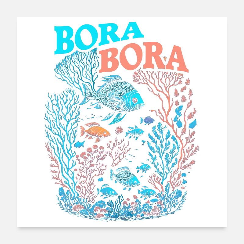 Bora Bora - Coral Reef Poster 24" x 24" (60x60 cm)