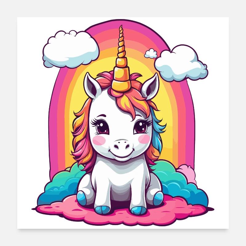 Mignon bébé licorne Poster 60 x 60 cm