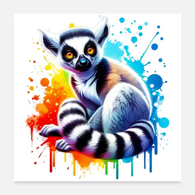 Lemur - Poster 60x60 cm - Weiß