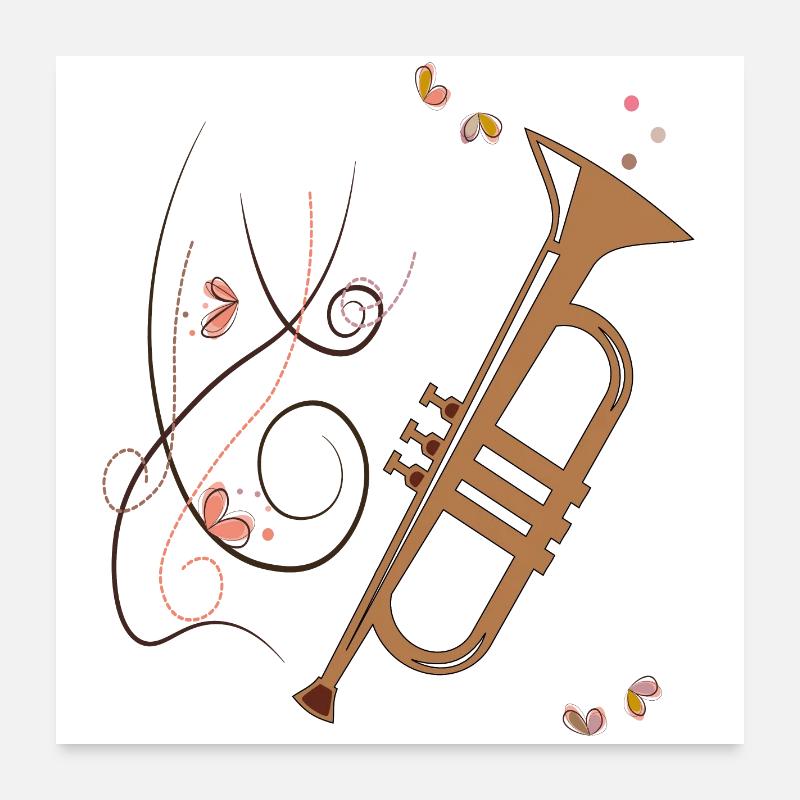Trumpet Musical Instrument Poster 24" x 24" (60x60 cm)