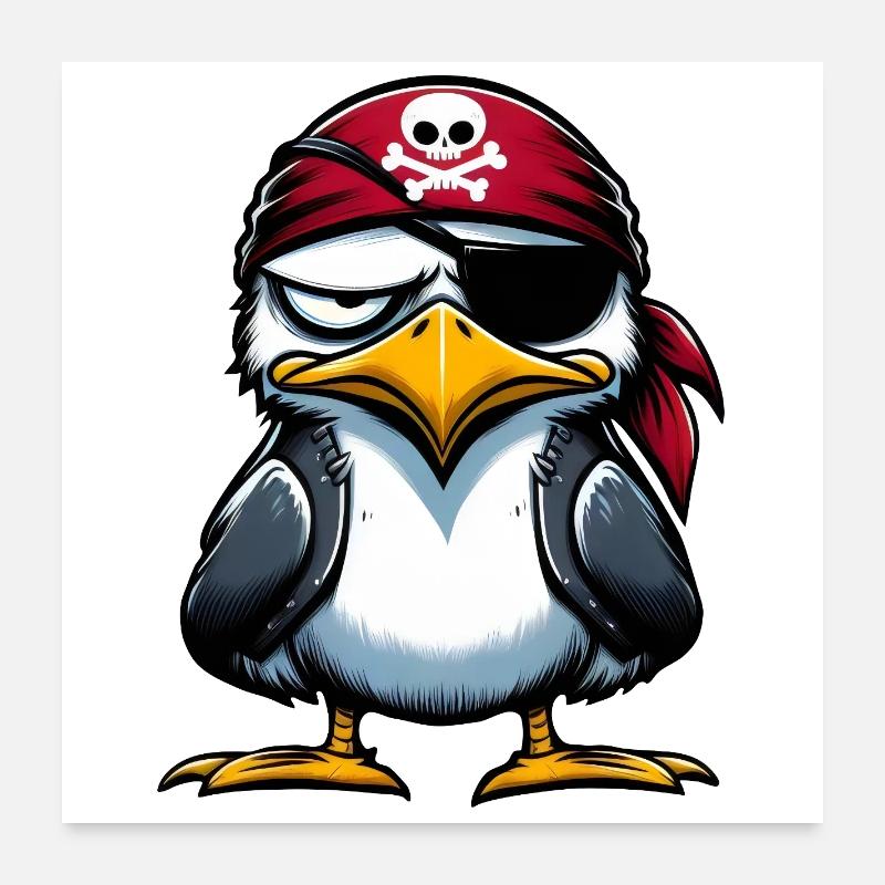 Seagull Pirate Eye Blindfold Poster 24" x 24" (60x60 cm)