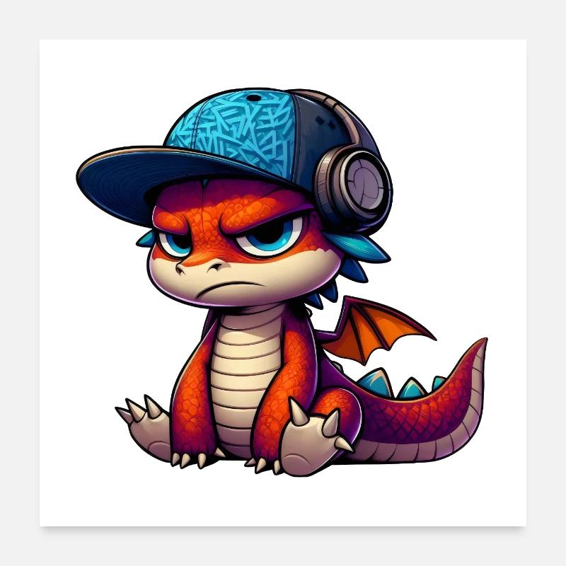 HipHop-Drache Poster 60x60 cm