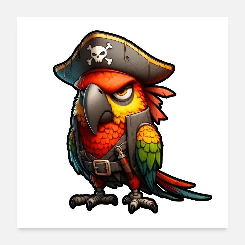 perroquet pirate rouge Poster 60 x 60 cm