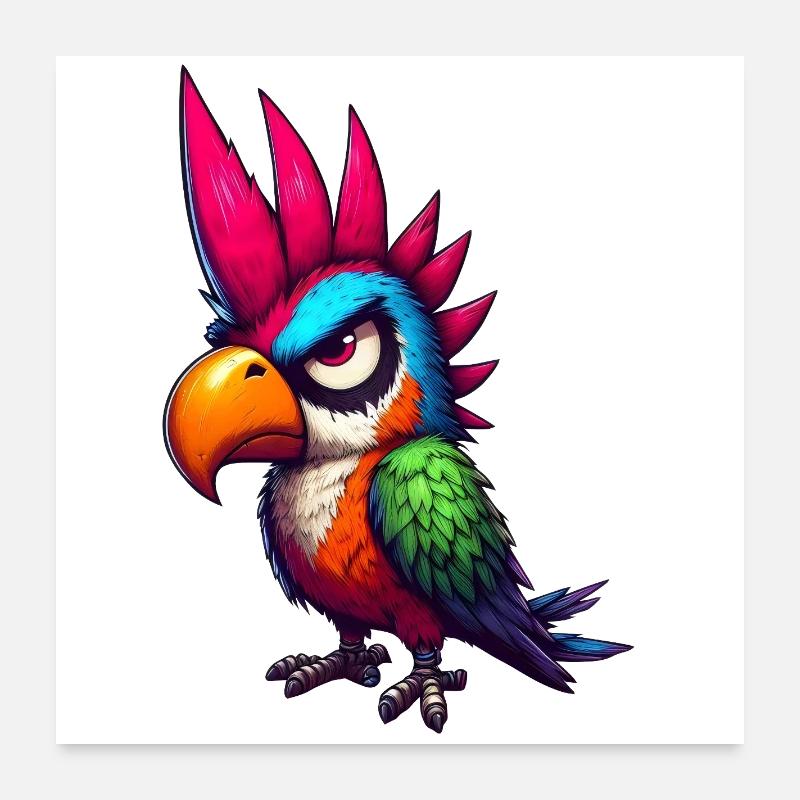 Punk Parrot Poster 24" x 24" (60x60 cm)