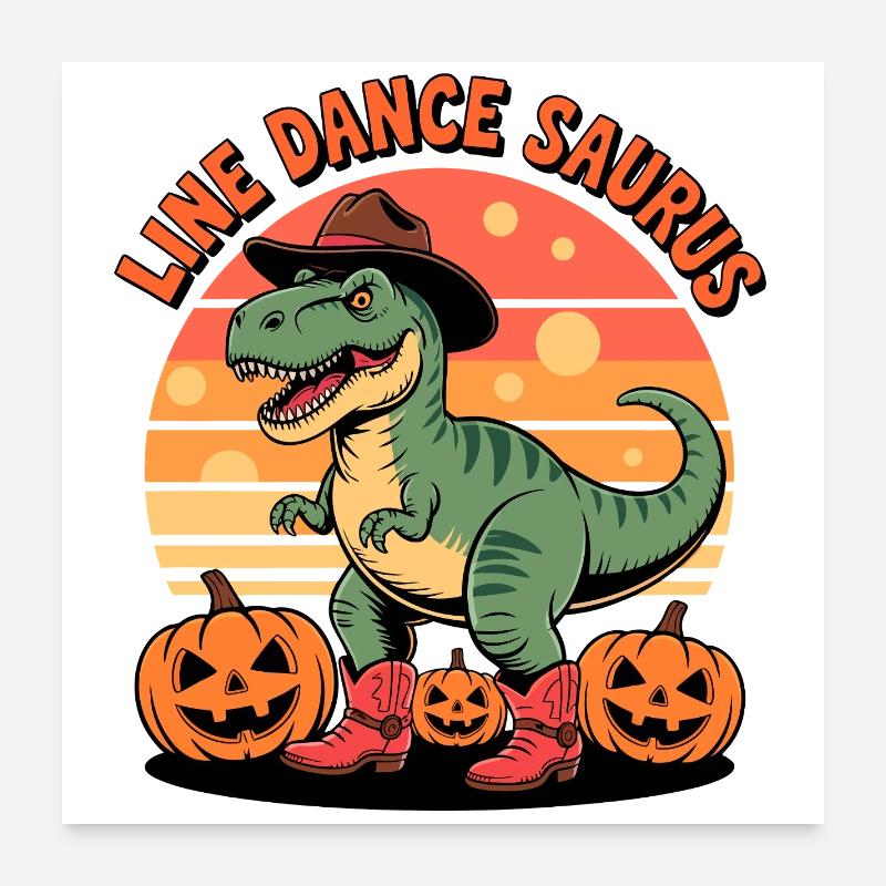 LineDance Saurus Halloween Poster 60x60 cm