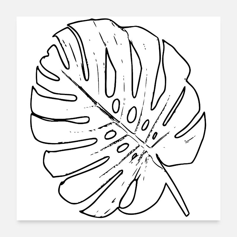 Contour de la feuille de Monstera Poster 60 x 60 cm