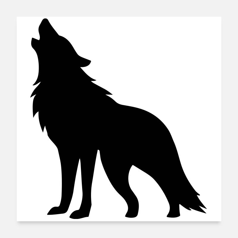 Silhouette de loup Poster 60 x 60 cm
