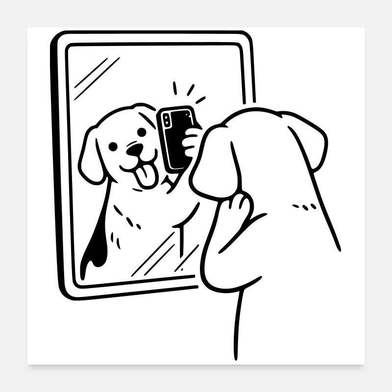 selfie dog hund Poster 60x60 cm