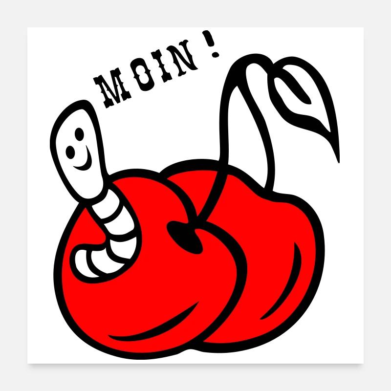 Cherries with worm Poster 24" x 24" (60x60 cm)