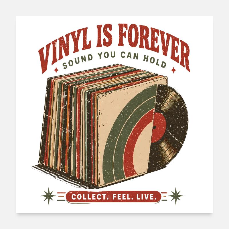 Le vinyle est un design de disque rétro à jamais Poster 60 x 60 cm
