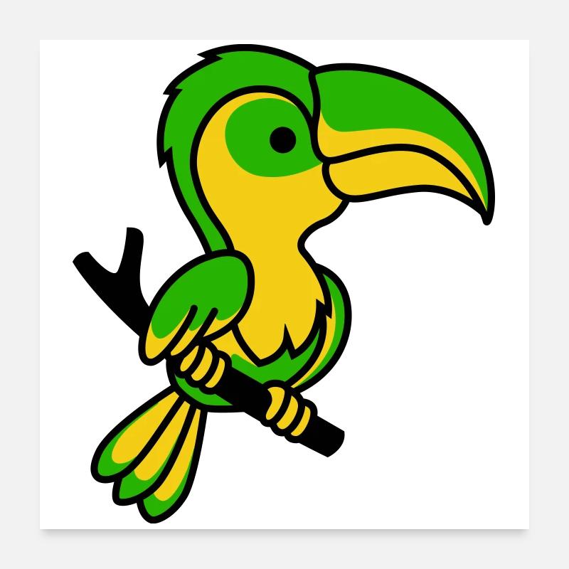 Toucan néon vert et jaune Poster 60 x 60 cm
