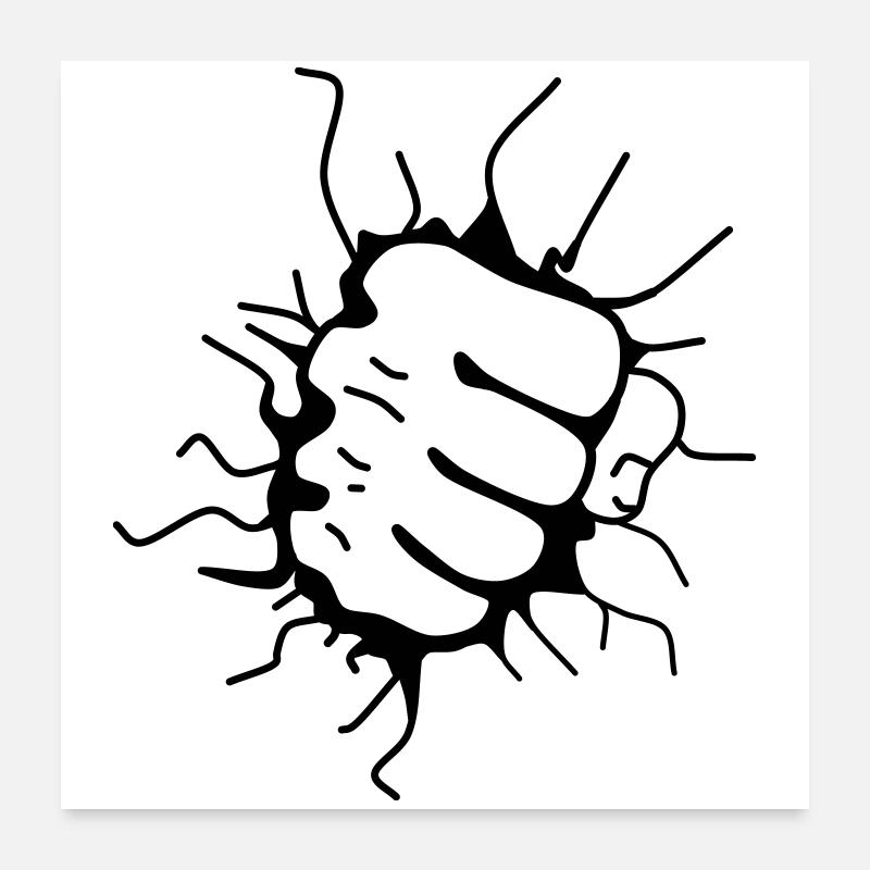 Faustschlag Faust Fäustling Punch Poster 60x60 cm