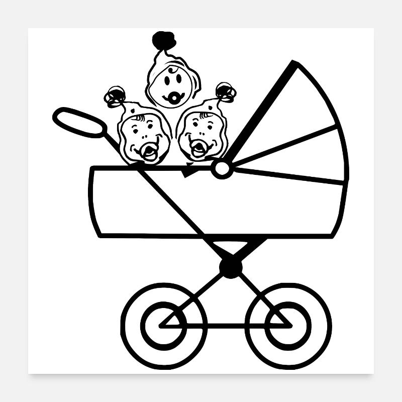Triplés Bébés - Poster 60 x 60 cm - blanc
