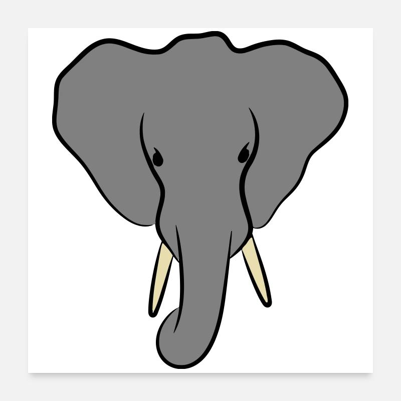 Éléphant Minimaliste Poster 60 x 60 cm