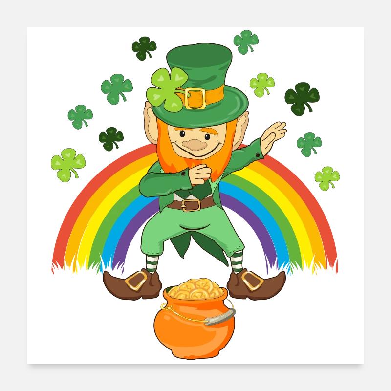 Dabbing Leprechaun Pot de trèfle d’or St. Patrick’s Day Poster 60 x 60 cm