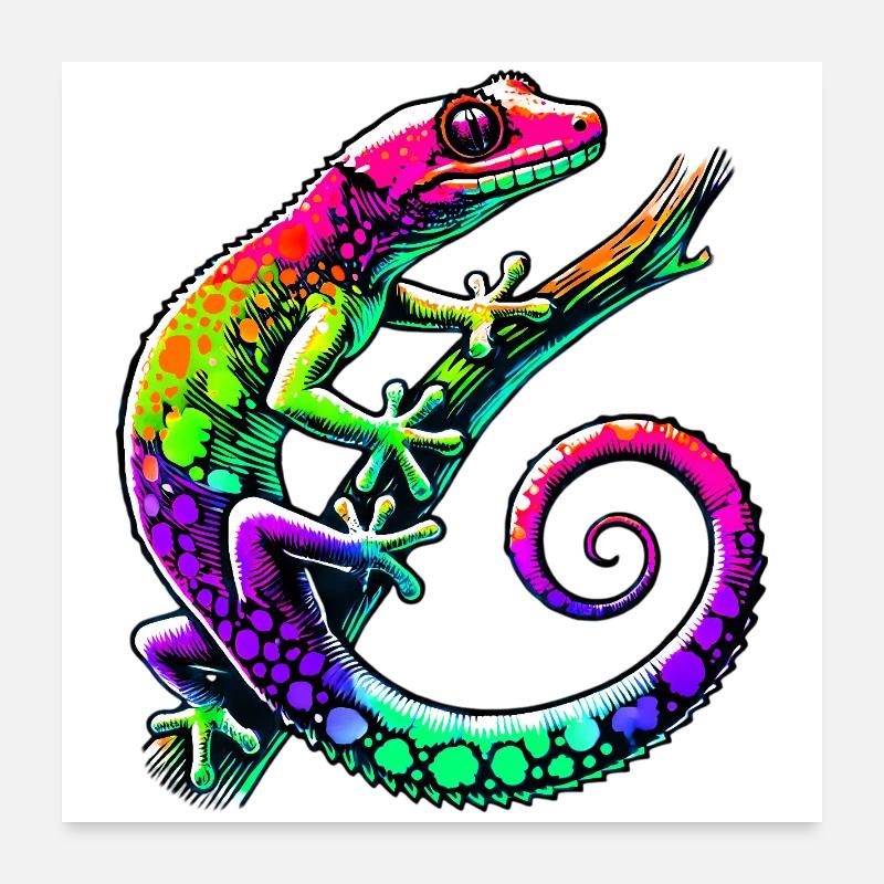 Gecko - Poster 24" x 24" (60x60 cm) - white