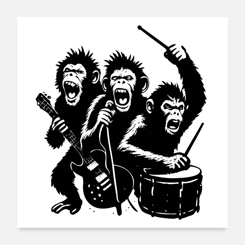 Expressive Monkey Rock Band | The Monkey Dance Poster 24" x 24" (60x60 cm)