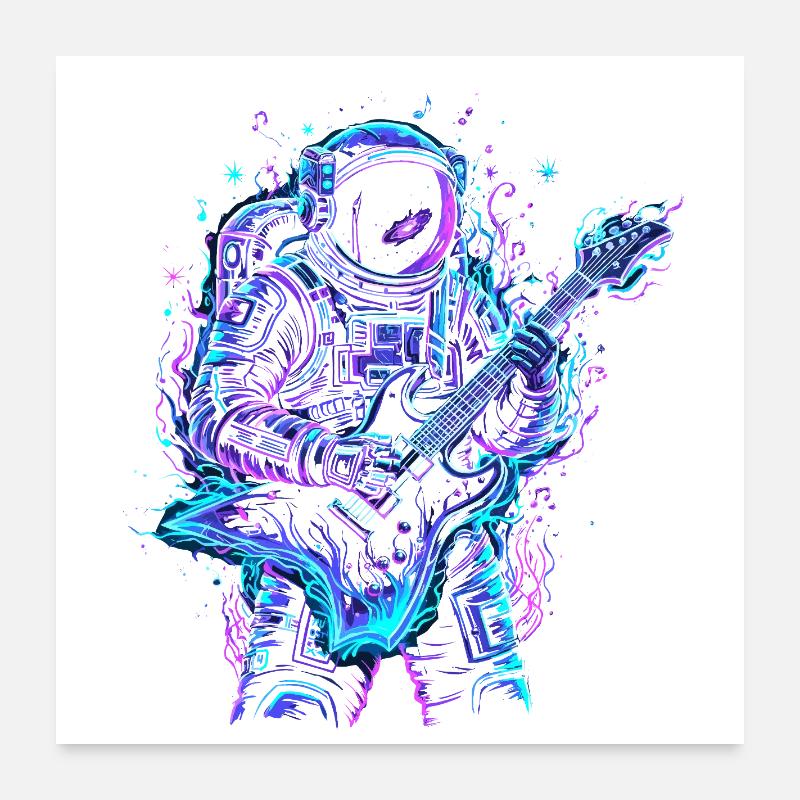 Astronaut Musician - E-Gitarre Poster 60x60 cm