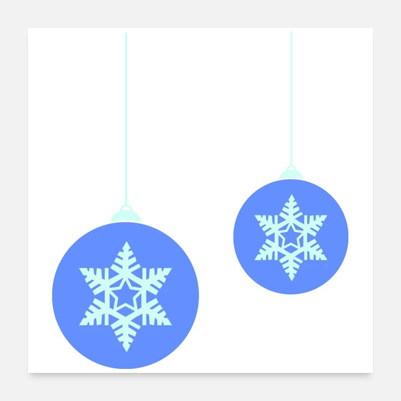 Weihnachtskugel Schneeflocken Blau Ornament Poster 60x60 cm