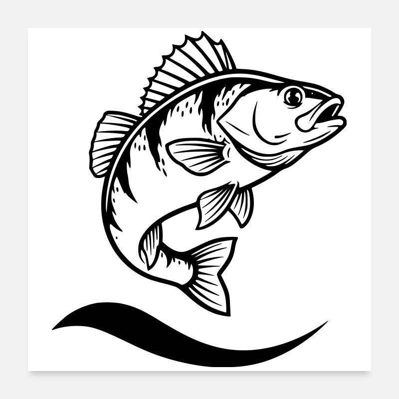 Springender Flussbarsch Angler Action Poster 60x60 cm