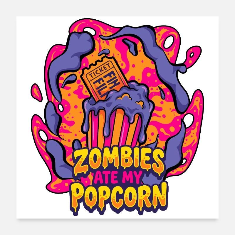 Zombies essen mein Popcorn Poster 60x60 cm