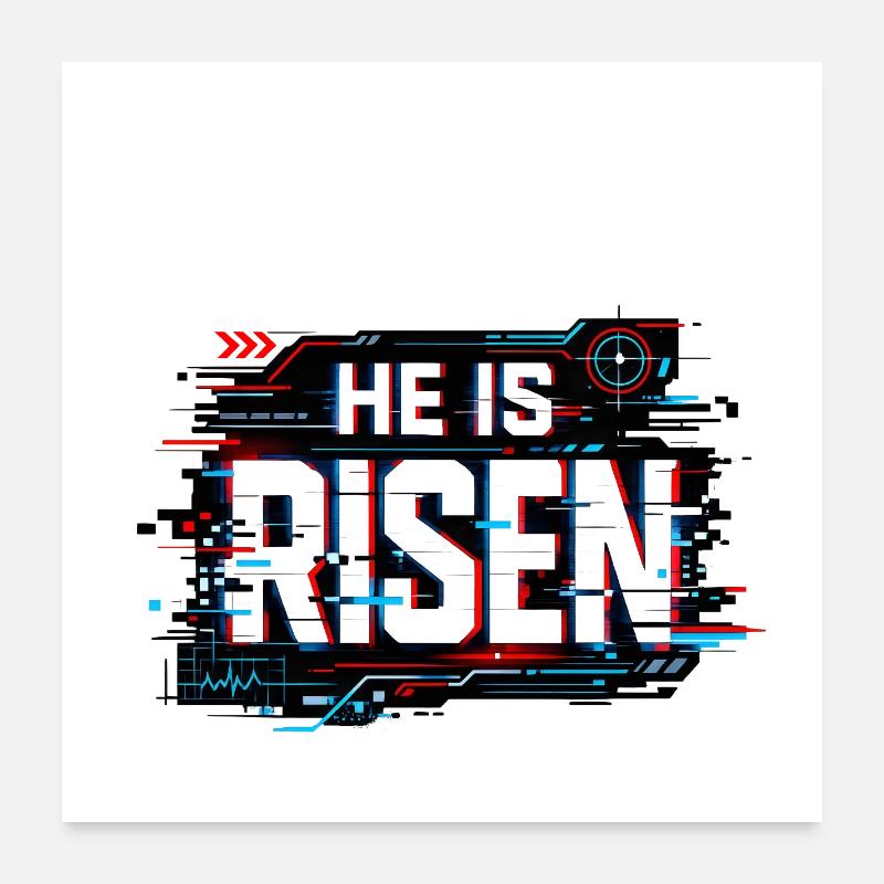 Glitch Ostern: He is Risen Poster 60x60 cm