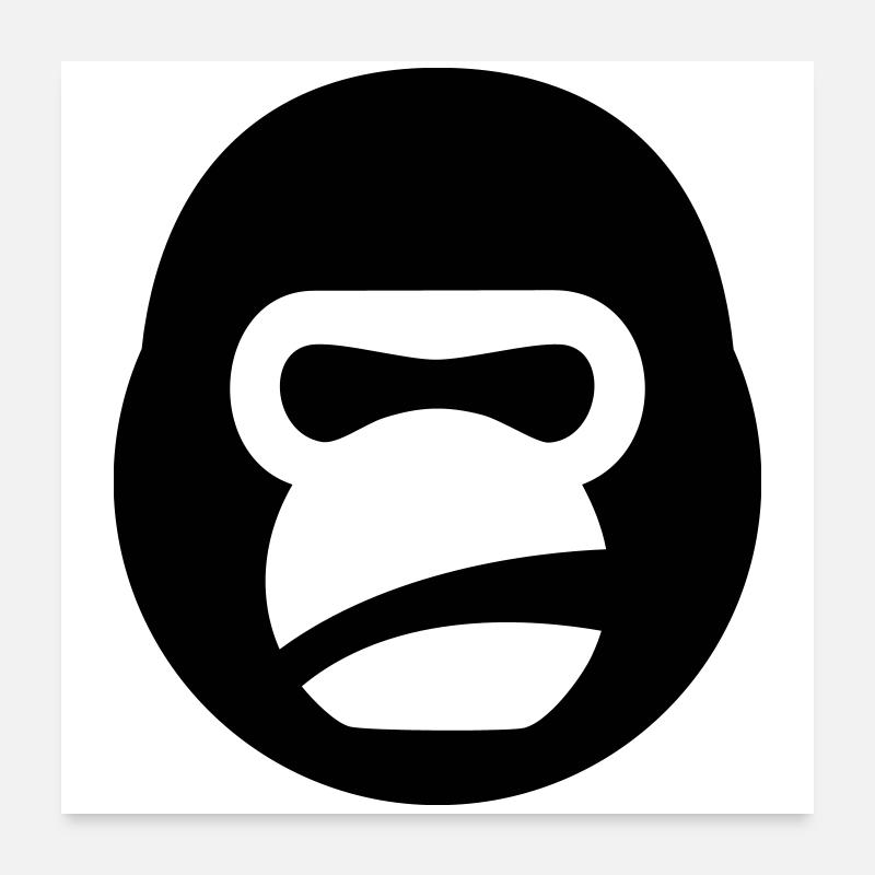 Gorilla Kettlebell – Gym Beast Logo Poster 24" x 24" (60x60 cm)