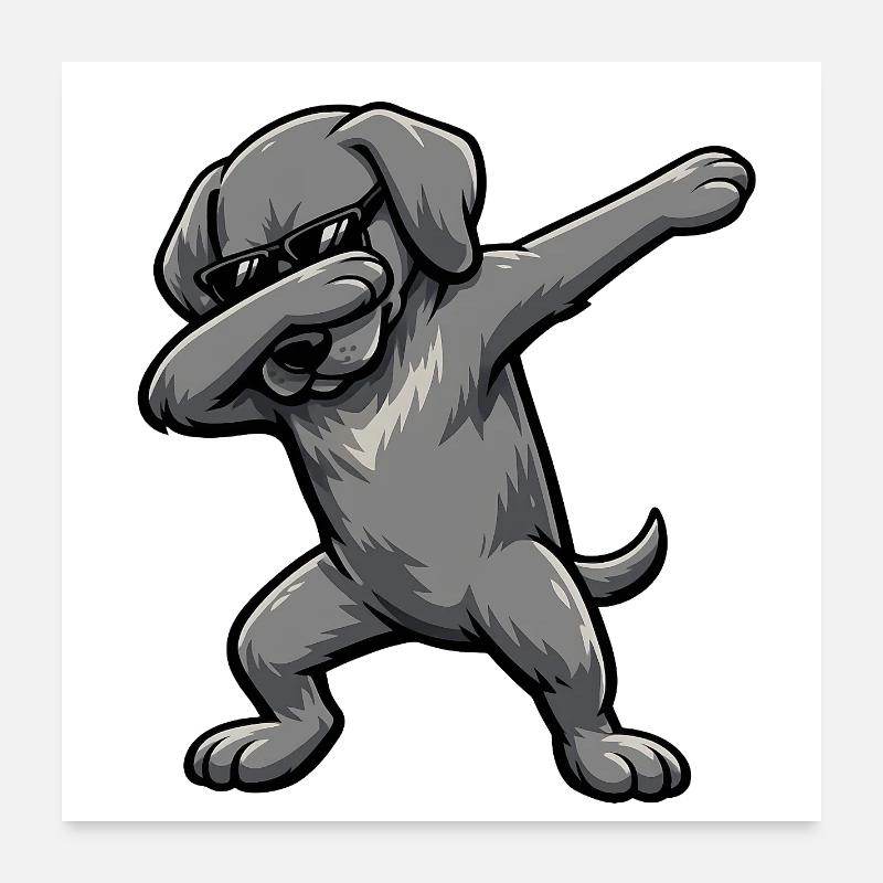 Dabbing Weimaraner Poster 60x60 cm