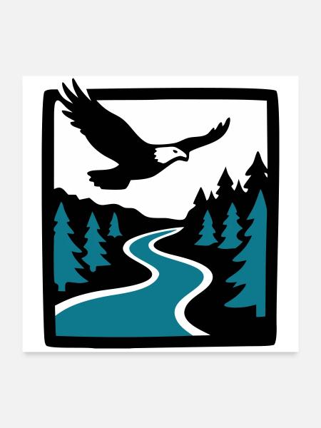 Eagle River Forest Graphic - Poster 24" x 24" (60x60 cm) - white - Front