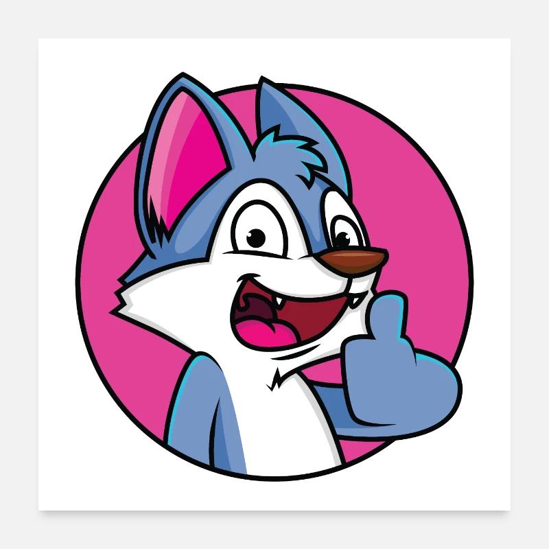 Pouce levé loup Poster 60 x 60 cm