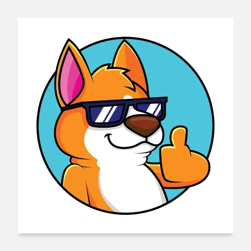 Cool Fox - Pouce vers le haut Poster 60 x 60 cm