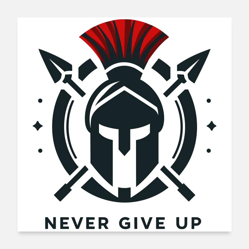 Warrior Mindset musculation – Jamais Abandonner Poster 60 x 60 cm