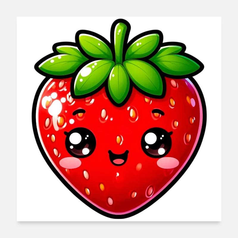 Erdbeeren Erdbeeren - Poster 60x60 cm - Weiß