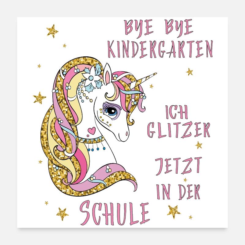 Bye Bye Kindergarten Schule - Poster 60x60 cm - Weiß