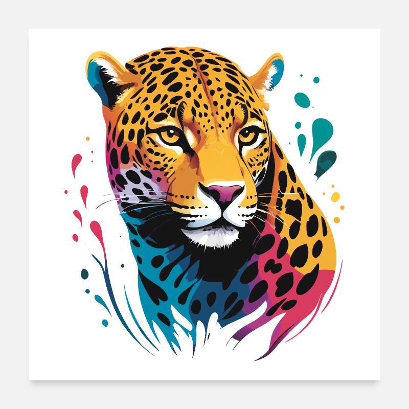 Jaguar Head RENDU - Poster 60 x 60 cm - blanc