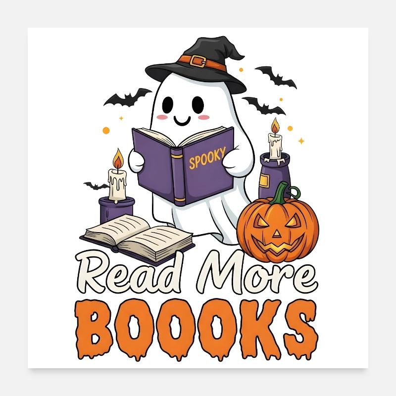 Ghost - Read More Boooks - Halloween Poster 60x60 cm