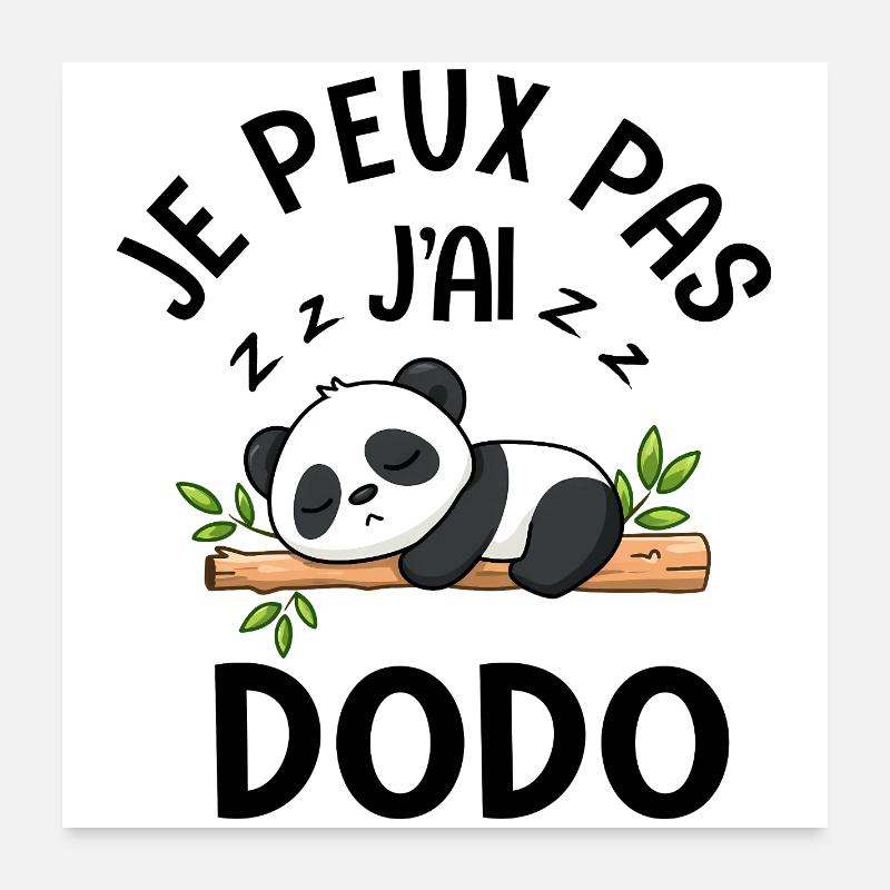 Je peux pas j'ai dodo dormir sieste Poster 60 x 60 cm