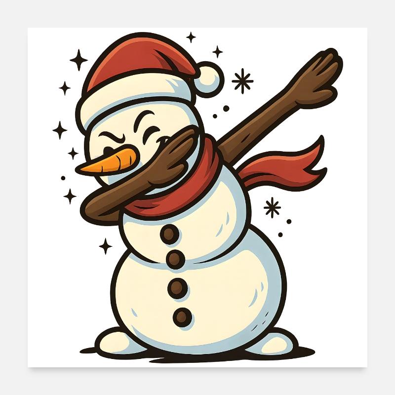 Dabbing Snowman Poster 24" x 24" (60x60 cm)